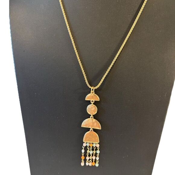Tile Print Geometric Pendant Necklace - Picture 1 of 5